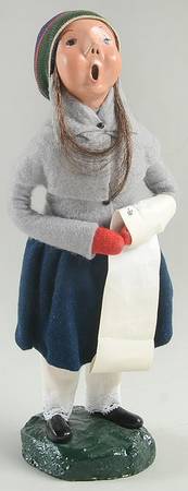 Traditional Assorted Carolers Girl With Music-Grey Coat/Blue Skirt - No Box Nb1285