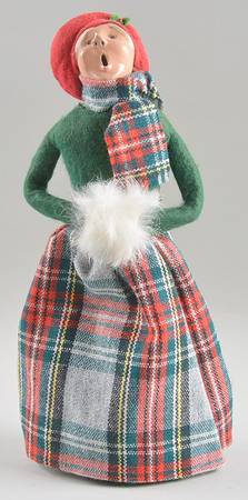 Traditional Assorted Carolers Woman With Muff-Red Plaid Skirt And Scar - No Box