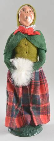 Traditional Assorted Carolers Grandmother With Muff-Olive Green Top - No Box