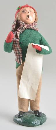 Traditional Assorted Carolers Boy With Music-Green - No Box