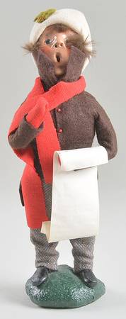 Traditional Assorted Carolers Boy With Music-Brown Coat - No Box