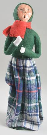 Traditional Assorted Carolers Woman In Green Top-Blue Plaid Skirt - No Box 235
