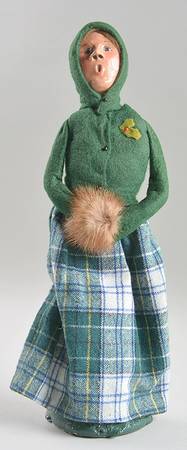 Traditional Assorted Carolers Woman With Muff-Green Top Plaid Skirt - No Box 233