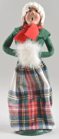 Traditional Assorted Carolers Woman With Muff-Green Top-Red Scarf - No Box