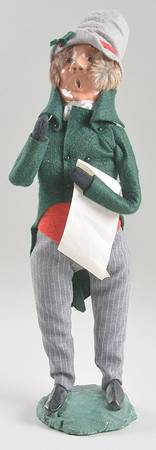 Traditional Assorted Carolers Mustache Man With Music-Green - No Box