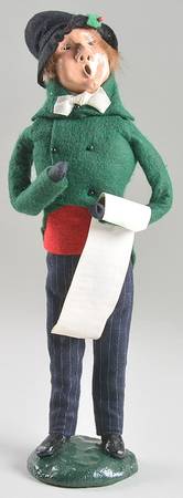 Traditional Assorted Carolers Man With Music-Green Coat Red Vest - No Box