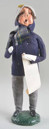 Traditional Assorted Carolers Man With Music-Blue Coat Grey Hat - No Box Nb1303