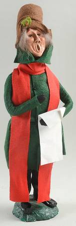 Traditional Assorted Carolers Grandfather With Music-Green Coat Red Sc - No Box