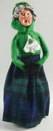Traditional Assorted Carolers Grandmother With Muff-Green Coat Blue Pl - No Box