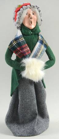 Traditional Assorted Carolers Grandmother With Muff-Green Coat Grey Sk - No Box
