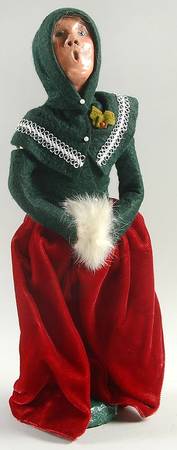Traditional Assorted Carolers Woman With Muff-Green Top Silver Trim Re - No Box