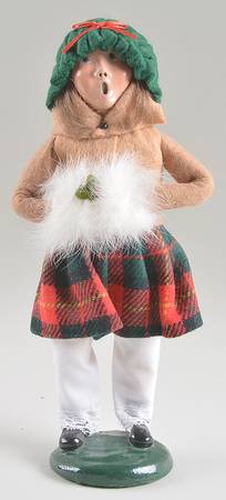 Traditional Assorted Carolers Girl With Muff-Tan Coat/Plaid Skirt - Nb1345, No Box