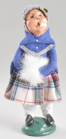 Traditional Assorted Carolers Girl With Muff-Blue Coat/Plaid Skirt - Nb1344, No Box