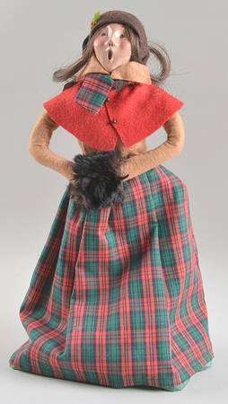 Traditional Assorted Carolers Woman With Muff-Tan Coat/Plaid Skirt - Nb1343, No Box