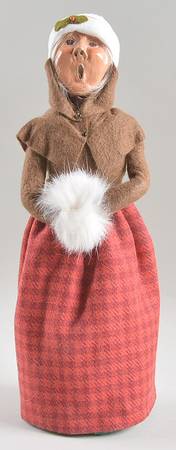 Traditional Assorted Carolers Woman With Muff-Brown Coat/Red Skirt - Nb1342, No Box