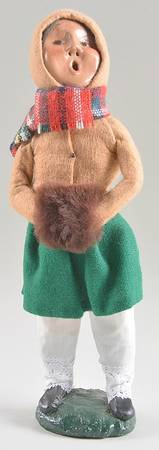 Traditional Assorted Carolers Girl With Muff/Tan Coat/Green - No Box Nb1336