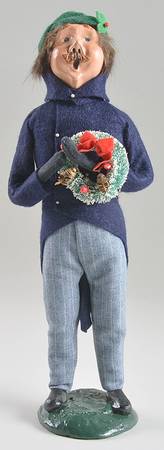 Traditional Assorted Carolers Mustache Man With Wreath-Blue - No Box Nb1334