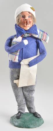 Traditional Assorted Carolers Mustache Man With Music-Blue Coat/Plaid - No Box Nb1330