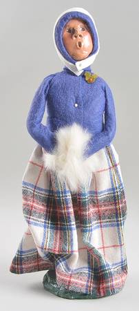 Traditional Assorted Carolers Woman With Muff-Blue Coat/Plaid Skirt - No Box Nb1329
