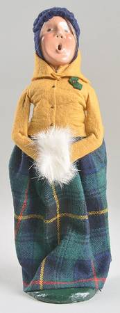 Traditional Assorted Carolers Woman With Muff-Yellow Coat/Plaid Skirt - No Box Nb1323