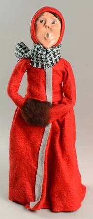 Traditional Assorted Carolers Woman With Black Muff-Red Dress - Nb1364, No Box