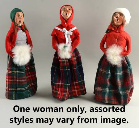 Traditional Assorted Carolers Woman With White Muff-Red Coat/Plaid - No Box Nb1260