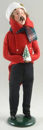Traditional Assorted Carolers Mustache Man With Tree-Red Coat - Nb1396, No Box