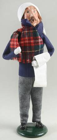 Traditional Assorted Carolers Mustache Man With Music-Blue Coat - Nb1392, No Box