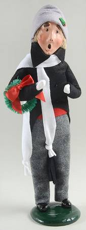 Traditional Assorted Carolers Man With Wreath-Black Coat - Nb1391, No Box