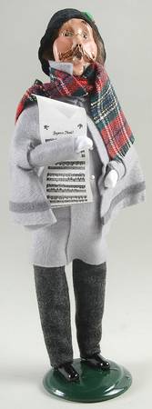 Traditional Assorted Carolers Mustache Man With Music-Grey Coat - Nb1388, No Box