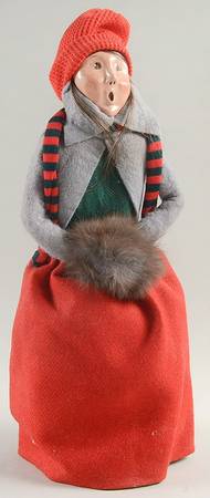 Traditional Assorted Carolers Woman With Muff-Grey Coat - Nb1385, No Box