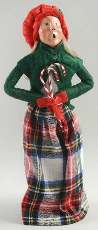 Traditional Assorted Carolers Woman With Candy Canes-Green Coat - Nb1384, No Box