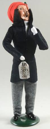 Traditional Assorted Carolers Mustache Man With Lantern-Black Coat - Nb1383, No Box