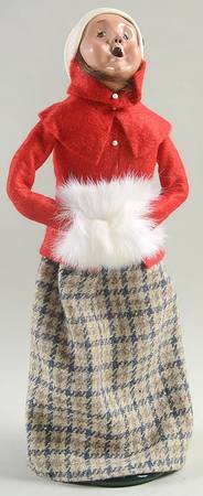 Traditional Assorted Carolers Woman With Muff-Red Coat - Nb1381, No Box