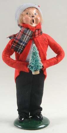 Traditional Assorted Carolers Boy With Tree-Red Coat - Nb1380, No Box
