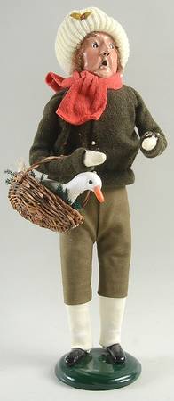 Traditional Assorted Carolers Man With Goose In Basket-Brown Coat - Nb1374, No Box