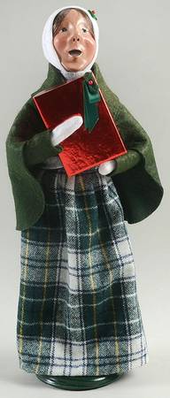 Traditional Assorted Carolers Woman With Gift-Green Cape - 1372, No Box