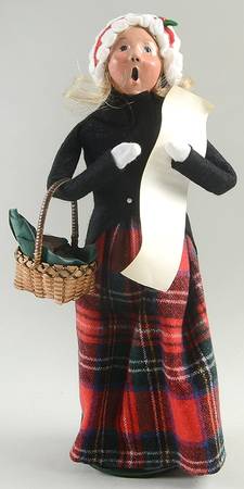 Traditional Assorted Carolers Woman With Music And Basket-Black Coat - Nb1370, No Box