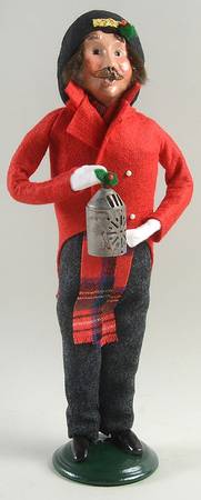 Traditional Assorted Carolers Mustache Man With Lantern-Red Coat - Nb1369, No Box