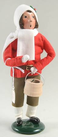 Traditional Assorted Carolers Boy With Bucket-Red Coat - Nb1368, No Box