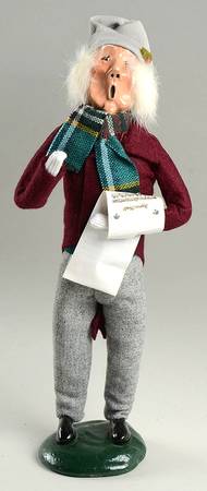 Traditional Assorted Carolers Grandfather With Music-Burgundy Coat - No Box Nb1449