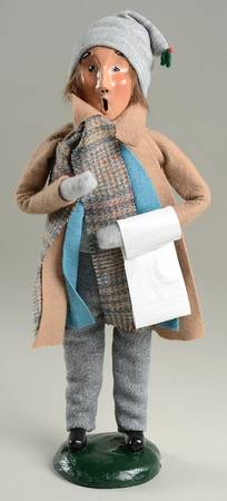 Traditional Assorted Carolers Man With Music-Tan Coat - No Box Nb1443