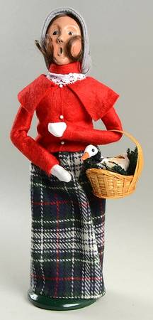Traditional Assorted Carolers Woman With Goose In Basket-Red Coat - No Box Nb1439