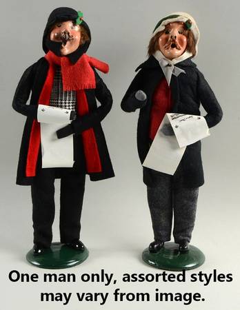 Traditional Assorted Carolers Mustache Man With Music-Black Coat - No Box Nb1435