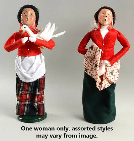 Traditional Assorted Carolers Woman With Goose-Red Coat/Green Skirt - No Box Nb1426