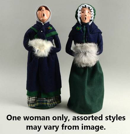 Traditional Assorted Carolers Woman With Muff-Blue Coat/Green Skirt - No Box Nb1421