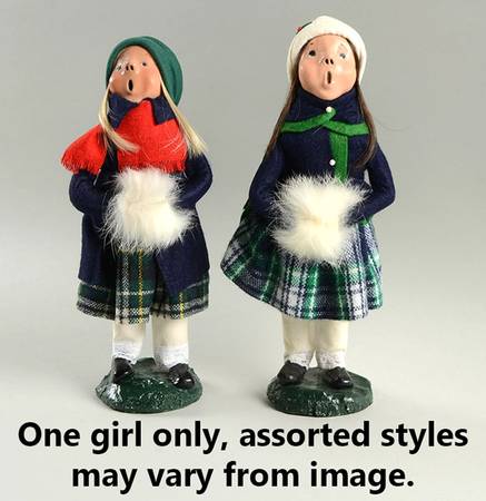 Traditional Assorted Carolers Girl With Muff-Blue Coat Red Skirt - No Box Nb1272