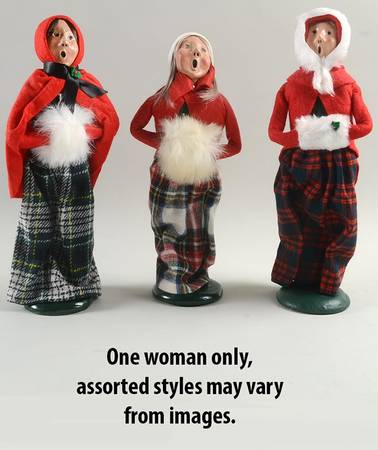 Traditional Assorted Carolers Woman With Muff-Red Coat/Plaid Skirt - Nb846, No Box
