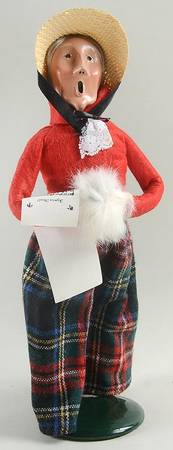Traditional Assorted Carolers Woman With Muff And Music-Red Coat - No Box 1436