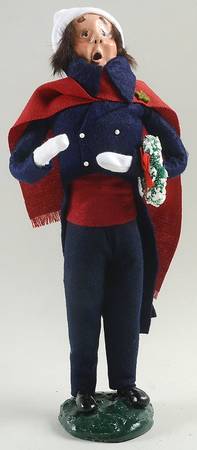 Traditional Assorted Carolers Man With Wreath-Blue Coat - No Box Nb1430